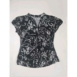 Design Works Womens Black And‎ White Shirt Size Large